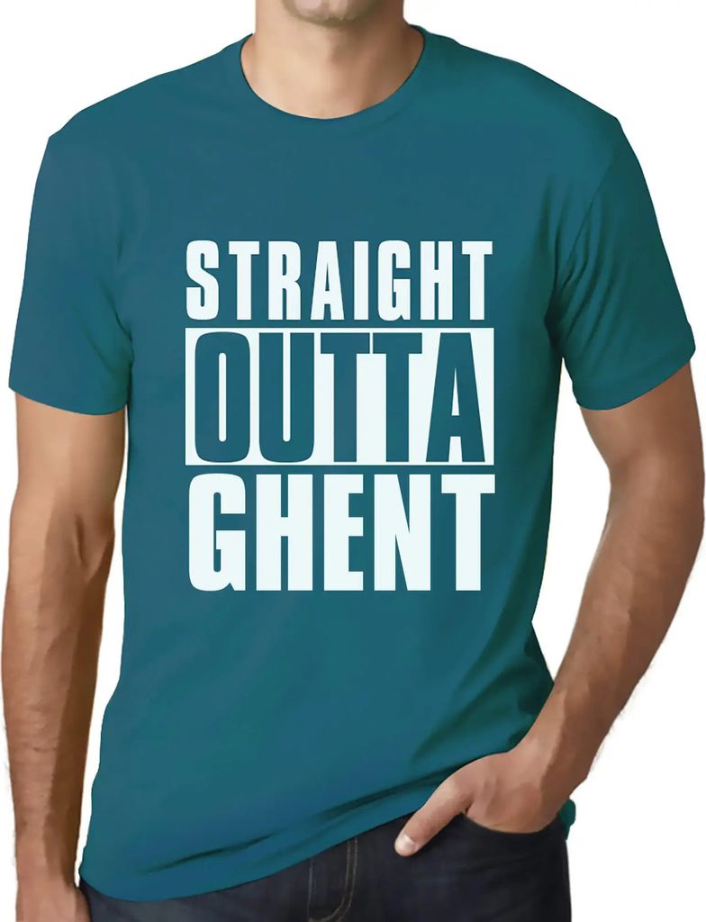 Herren Grafik T-Shirt Direkt aus Gent – Straight Outta Ghent – Öko-Verantwortlich Vintage Jahrgang Kurzarm Lustige Druck Geburtstag Geschenk Mann