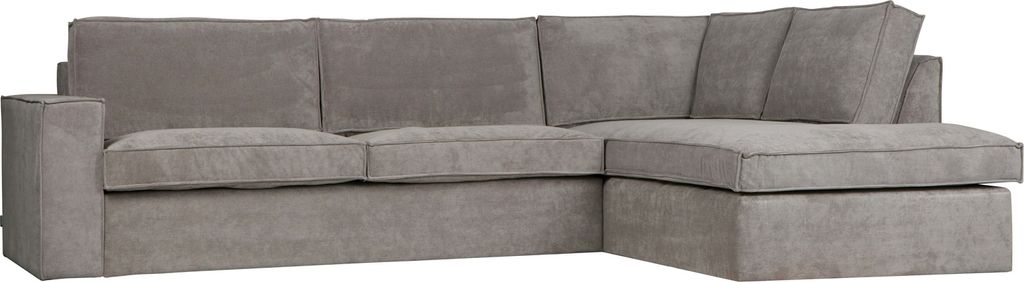 WOOOD Thomas Ecksofa 4-Sitzer aus Gerippter-Stoff, Rechts, Grau