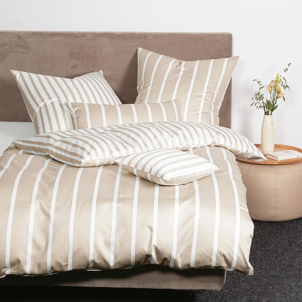 Janine Mako-Satin Bettwäsche modern classic Bettbezug einzeln 155x220 cm naturell
