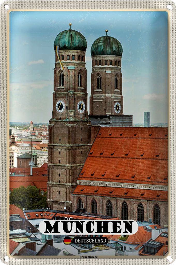 Blechschild Städte München Altstadt Frauenkirche 20x30cm