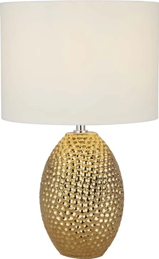 Lampada da tavolo Nadine - Base in Vetroceramica oro e paralume crema