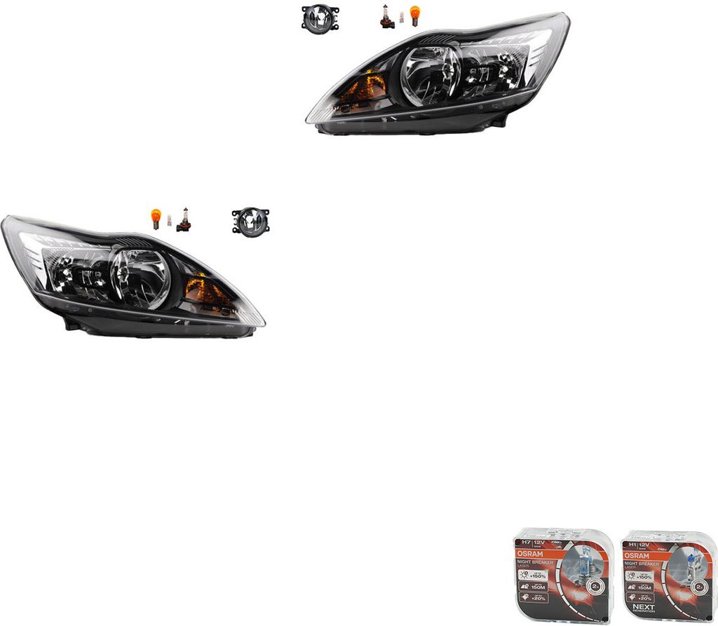 Johns, Scheinwerfer + Osram Night Breaker Laser passend für Ford Focus 05 02/08-01/11 Le 8200074008 6202E1 00006202E1 6710027 0000620639 620639 00...