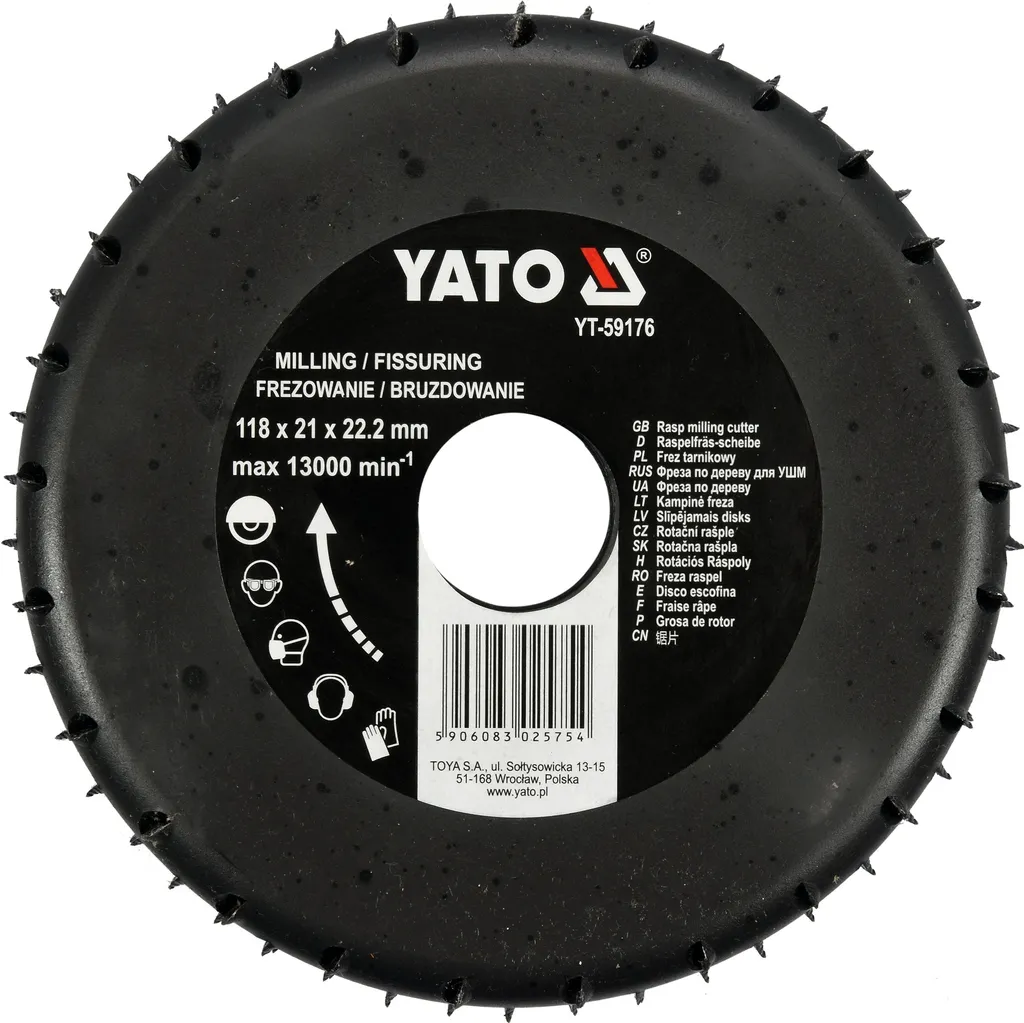 Râpe à fraiser rotative 118 mm pour sculpture et évidage rapide du bois
