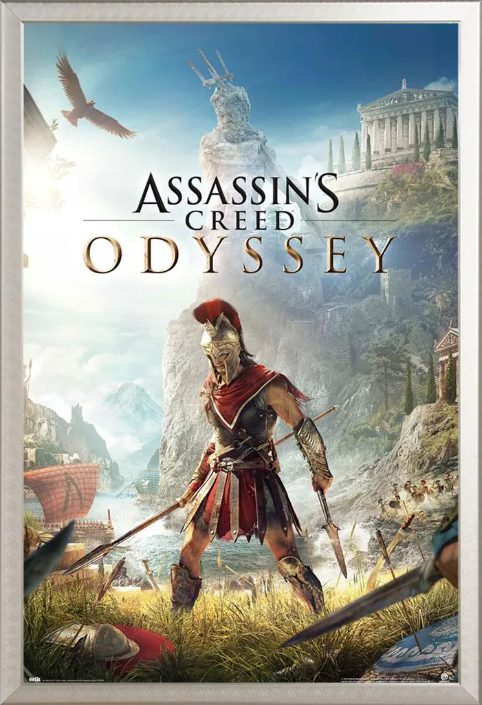 Quadro Assassin's Creed Odyssey: Cornice Argento Alluminio e Maxi Poster - 1