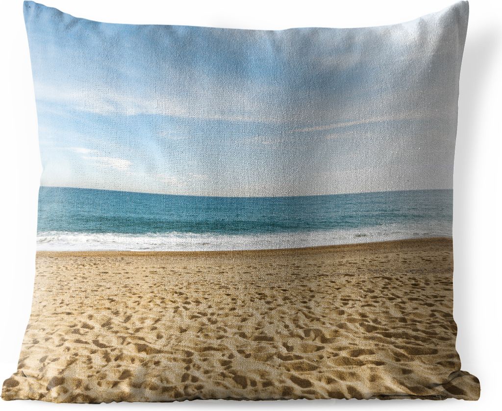 MuchoWow Outdoor Kissen - Strand - Sand - Meer - 60x60 cm - Wetterfest - Lounge Kissen - Dekoration - Schlaf Kissen