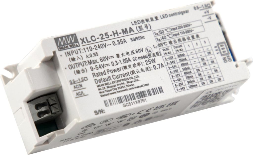 MEANWELL XLC-25-H-MA AC-DC-LED-Netzteil CP 25W Matter Push-Dimm