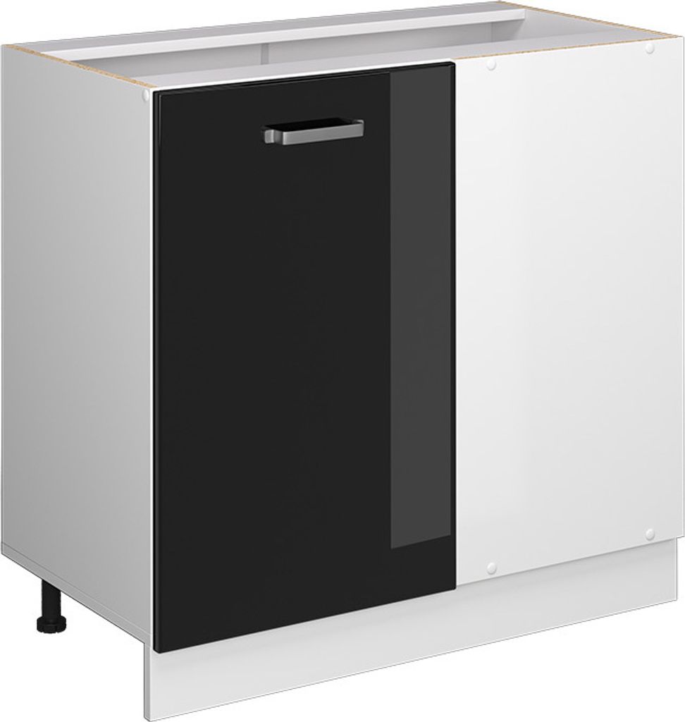 Eckunterschrank Vicco R-Line Schwarz Hochglanz 86 cm ohne Arbeitsplatte, Model 41157