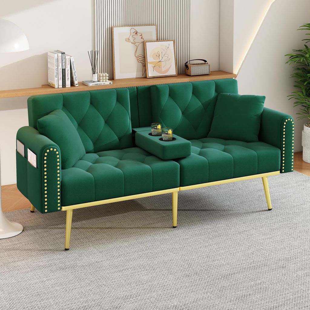 okwish Zweisitzer Relaxsofa Loungesofa mit Liegefunktion und drei verstellbaren Neigungswinkeln,Klassische Sofas Schlafsofa mit Metallbeinen und Ge...