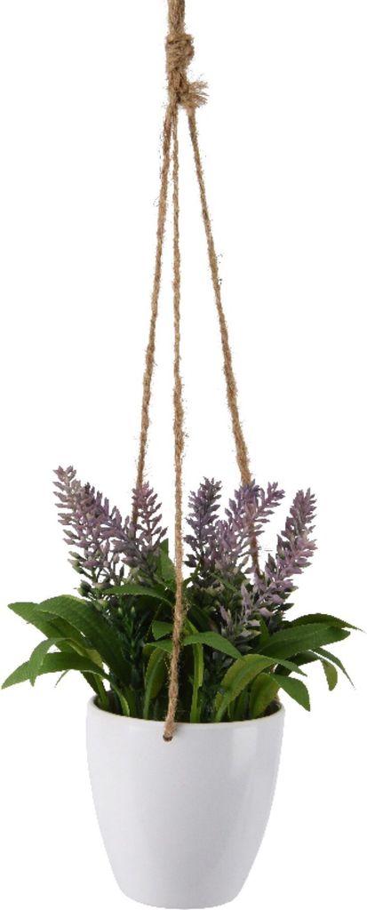 Künstlicher Lavendel 20cm im Hängetopf Lila / Grün