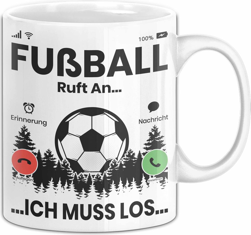 Fussballer Tasse Geschenk Fussballspieler Geschenkidee Fußball Ruft An Kaffee-Becher (Weiß)