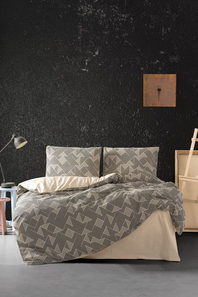 L'Essentiel Linge de Maison, Labirent - Stone, Ranforce King-Size-Bettbezug-Set (FR), Stein, 100 % BAUMWOLLE RANFORCE, 240 x 220 cm