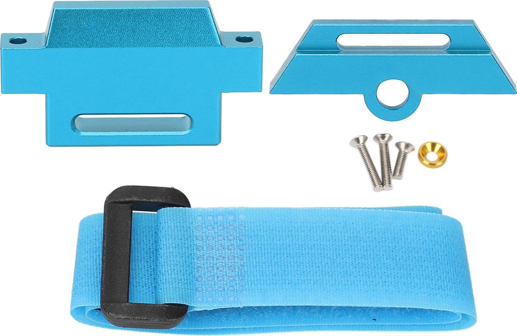 RC -Auto -Batterieplatte Aluminiumlegierhalterhalter mit Riemen für Traxxas 1/10 Schrägstrich 2wd 5822 5822a Chassis Blau