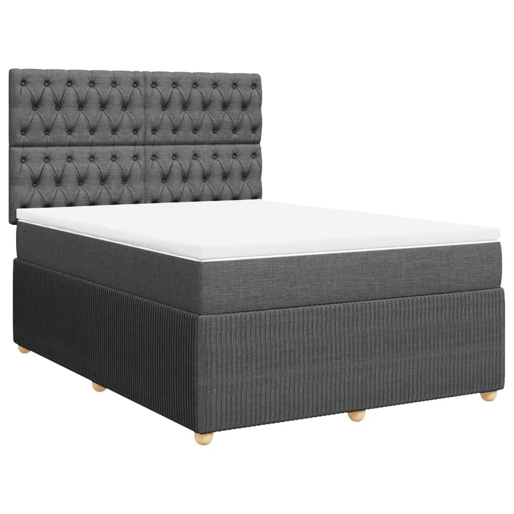 Best Möbel Boxspringbett mit Matratze - modernes Design - Dunkelgrau 140x200 cm Stoff - Doppelbett A3292087