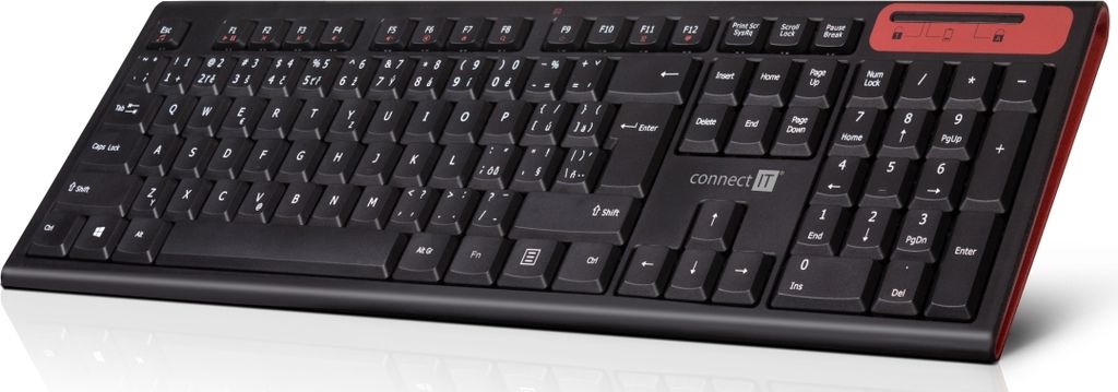 Connect IT CKB-3000-CS, Volle Größe (100%), Kabellos, RF Wireless, Schwarz, Rot