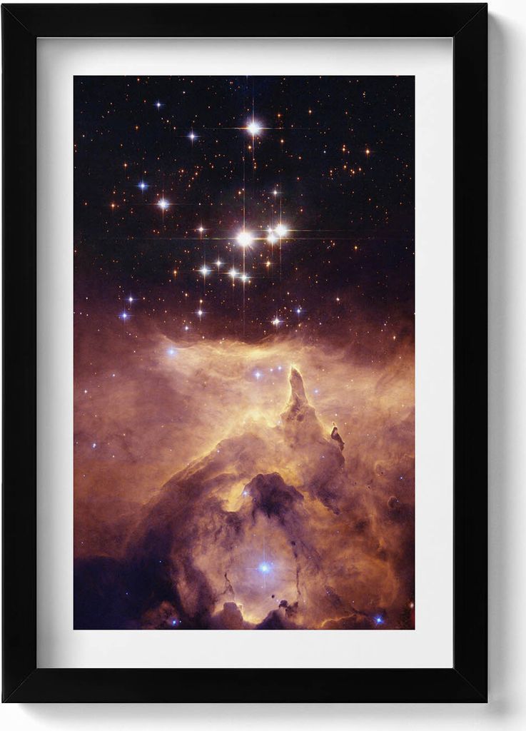 Himmel und Sterne Kosmos– Wandbild mit Rahmen – Gerahmtes Bild – Wanddekoration – 20x30 cm – Schwarz