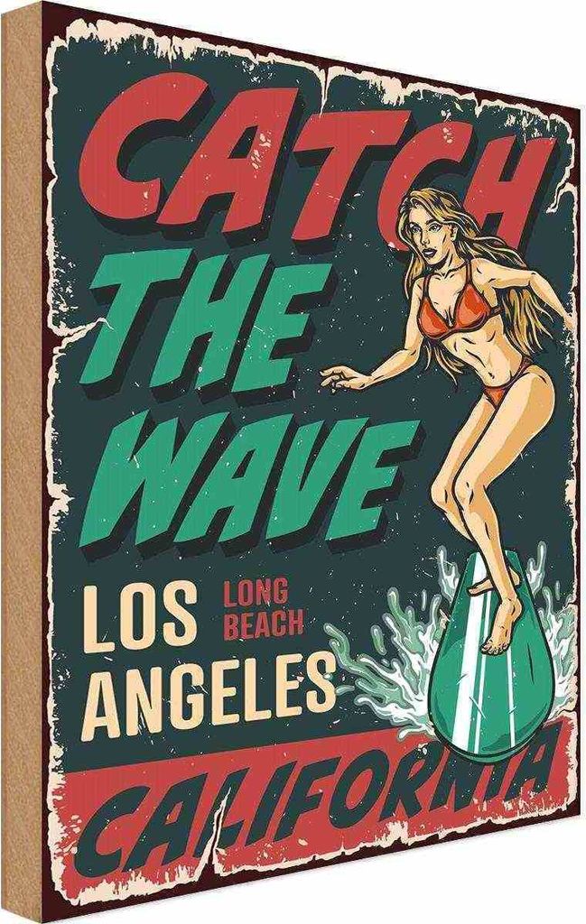 vianmo Holzschild 40x30 cm Surfing Girl Los Angeles Sommer Produktbild 