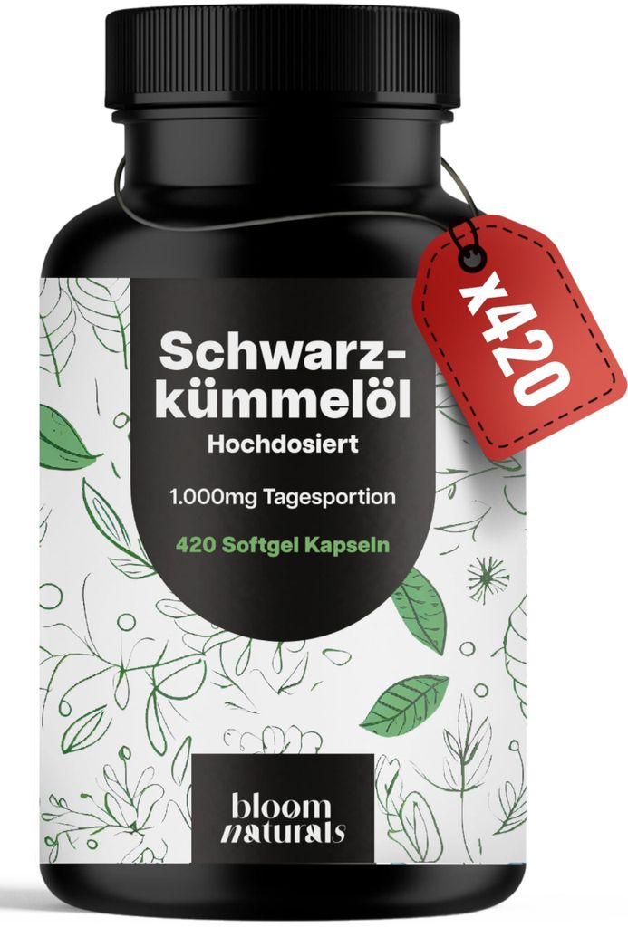 Bloom Naturals Schwarzkümmelöl 420 Kapseln 1.000 mg Produktbild 