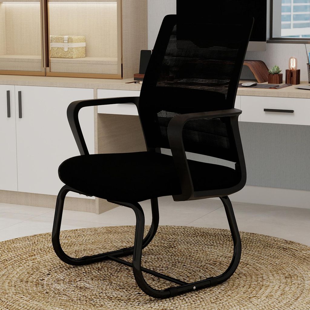 Minimalistischer, moderner Bürostuhl, Metallgestell, für Zuhause&Büro, Schwarz