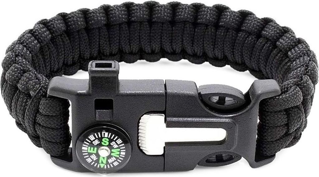 Verk 14372 Bransoletka survivalowa Paracord 5 w 1 czarna Zdjęcie produktu 