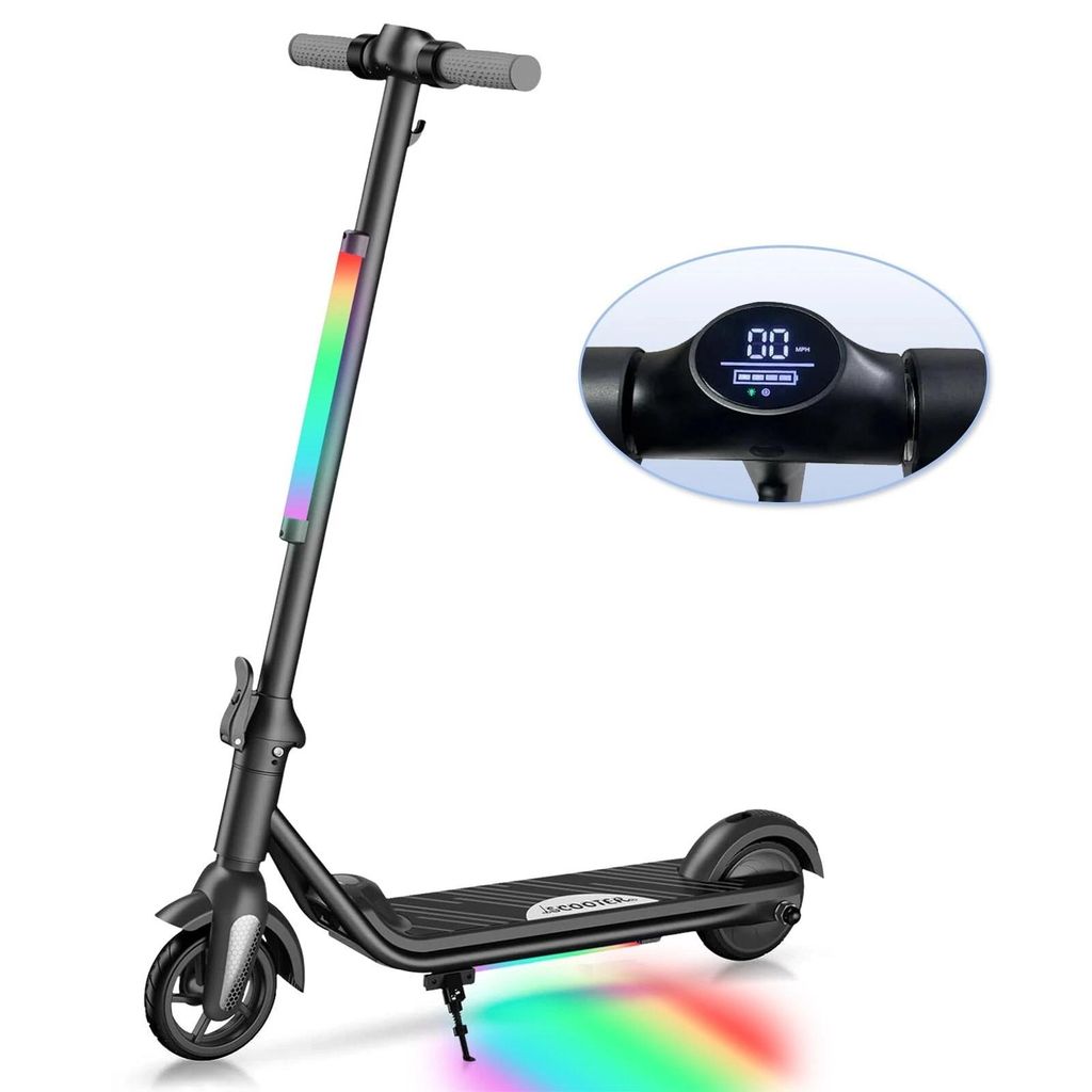 Elektroroller Kinder Alter 6-12, 6,5 Zoll, Faltbarer Elektroscooter Für Kinder, Max Reichweite 8KM, Max 12km/h E Roller, Elektro kinderroller Schwarz