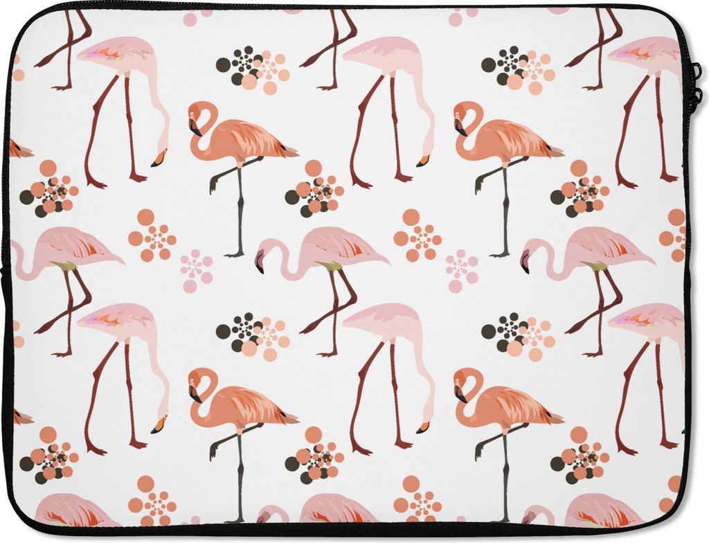 MuchoWow Laptop Hülle 15 Zoll Muster - Flamingo - Blumen Laptoptasche - Laptoptasche - Sleeve - Rundum-Schutz