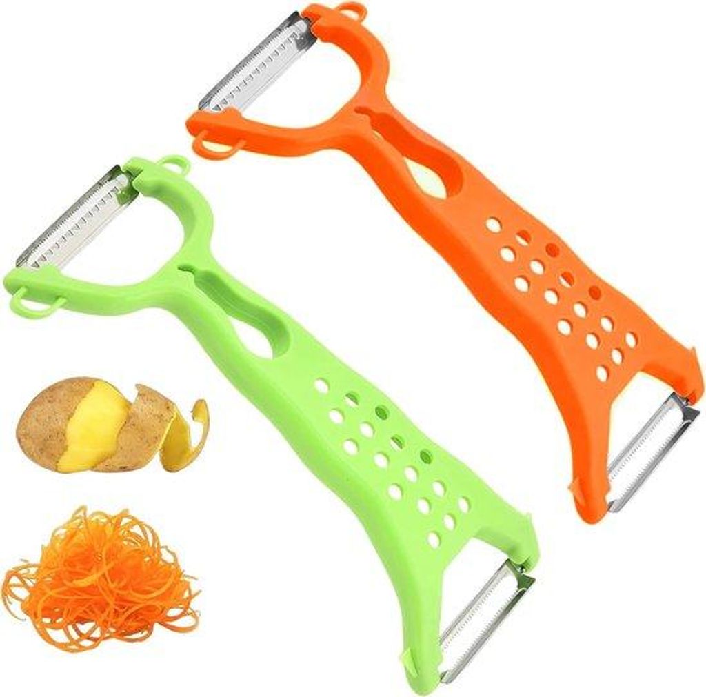 Zweischneidige Gemüsereibe - rostfreies Stahl - 2-in-1 für Schälen und Julienne - ergonomisches Antislip-Handgriff