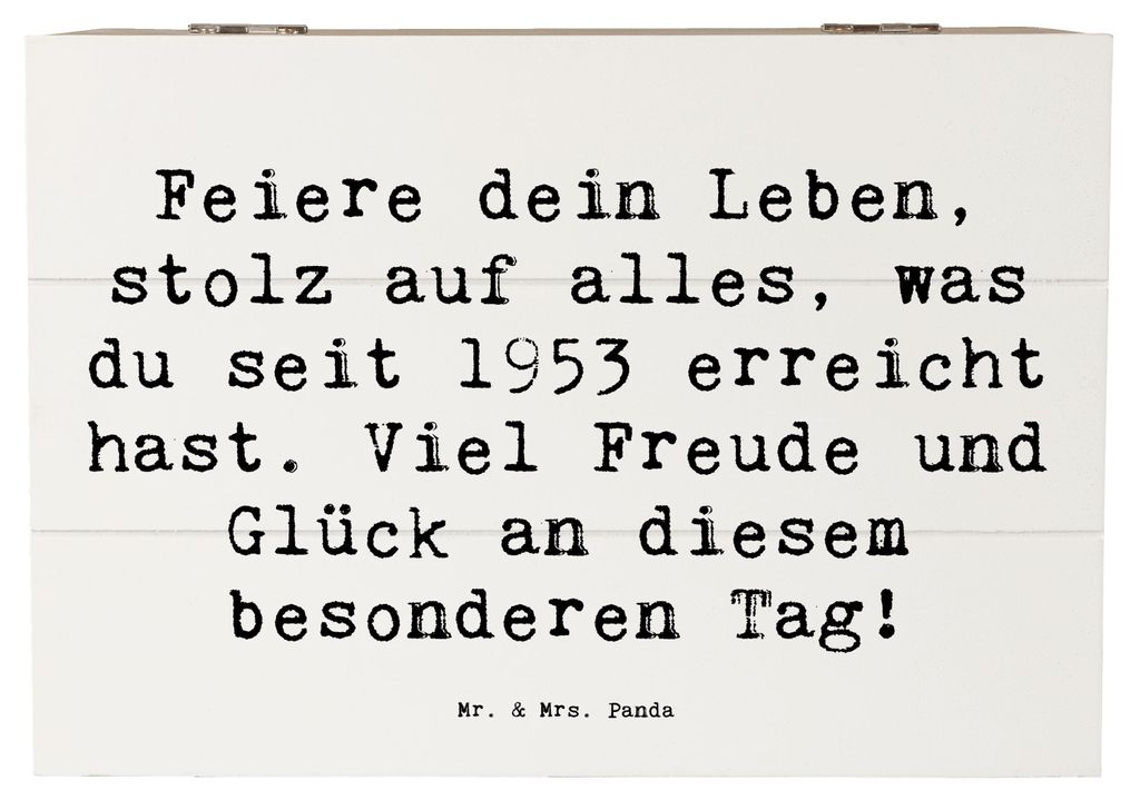 Mr. & Mrs. Panda Box Spruch 1953 Geburtstag 22 x 15 cm - Weiß - Geschenk, seit erreicht, Schatulle, fotobox, geschenkkiste, Alter, Holzkiste mit D...