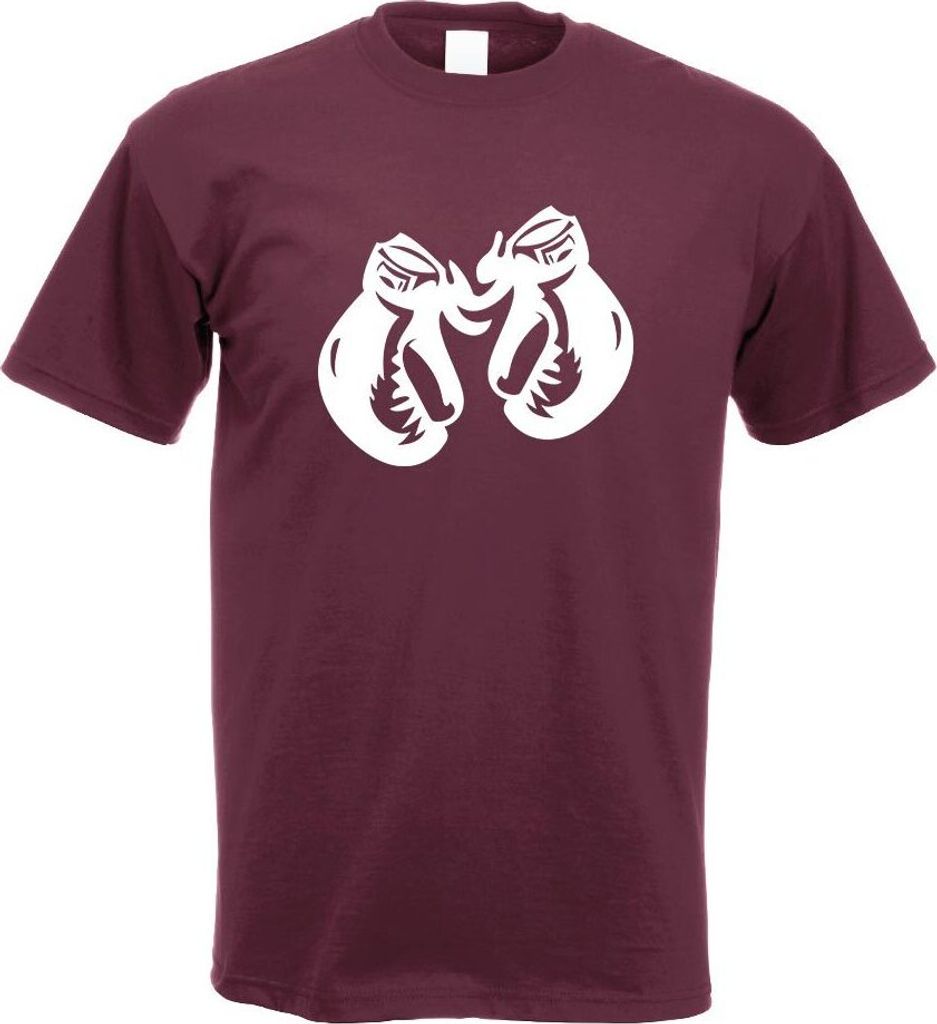Kiwistar - T-Shirt - Burgund - Boxhandschuhe Herren Funshirt Bedruckt Design Sprüche Spruch Motive - mit Motiv Bedruckt - Funshirt Design - Sport ...