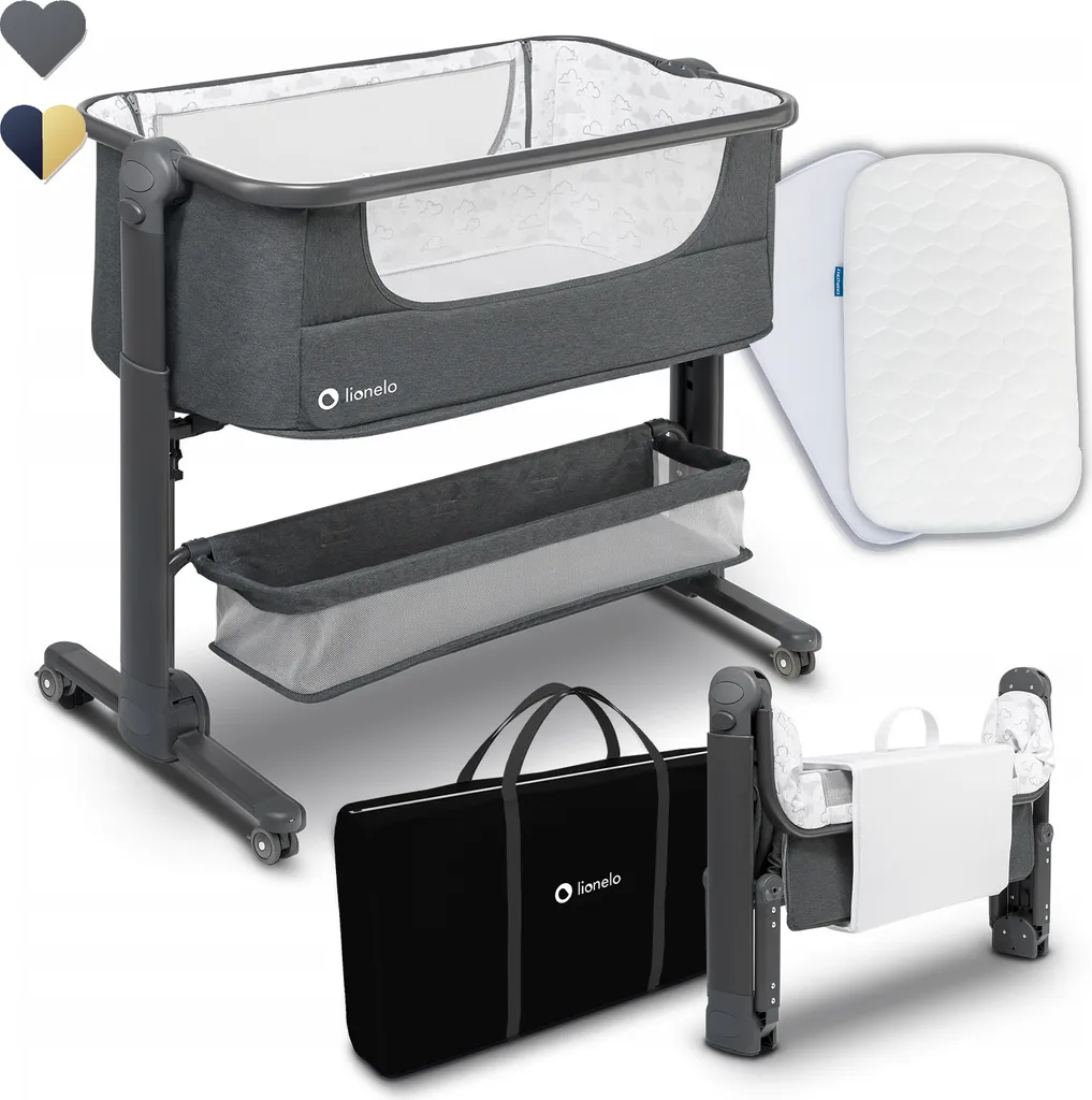Lionelo Timon Lit d'appoint Cododo avec Matelas et Sac de Transport
