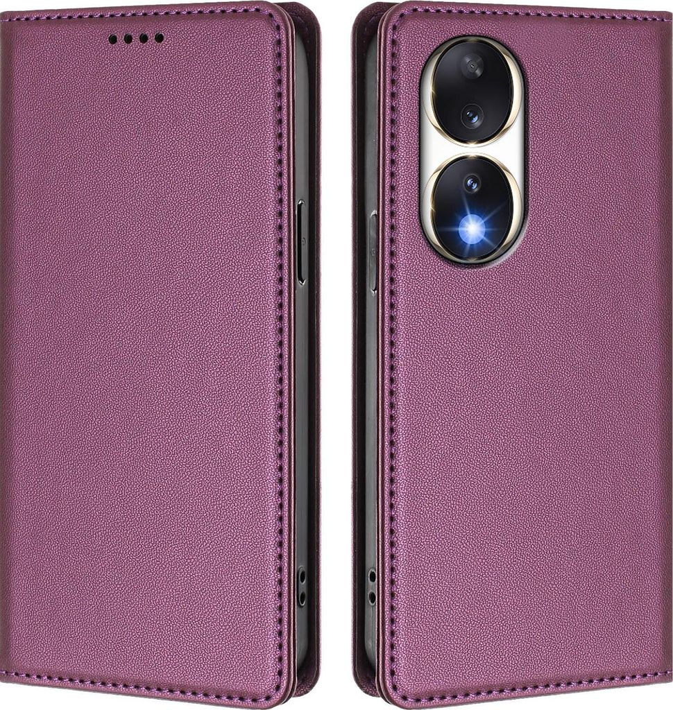 Handyhülle für Honor 90, Kunstleder Klapphülle Stoßfeste Magnetische Hülle mit Ständer Lila