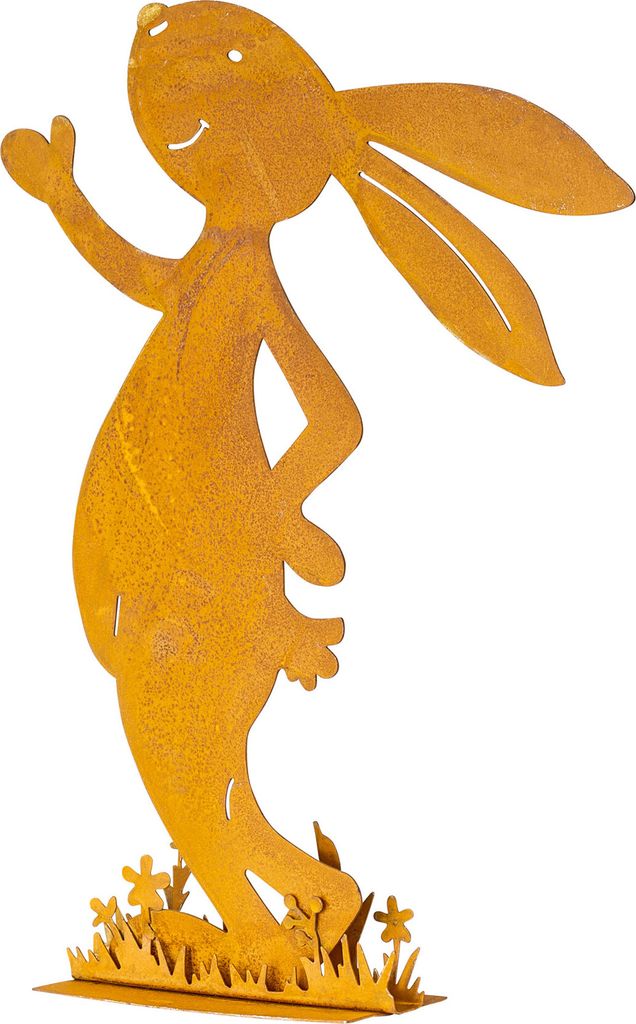 Hase H24cm Rost Metall Aufsteller Tischdeko Osterhase Figur Metalldeko Rostdeko