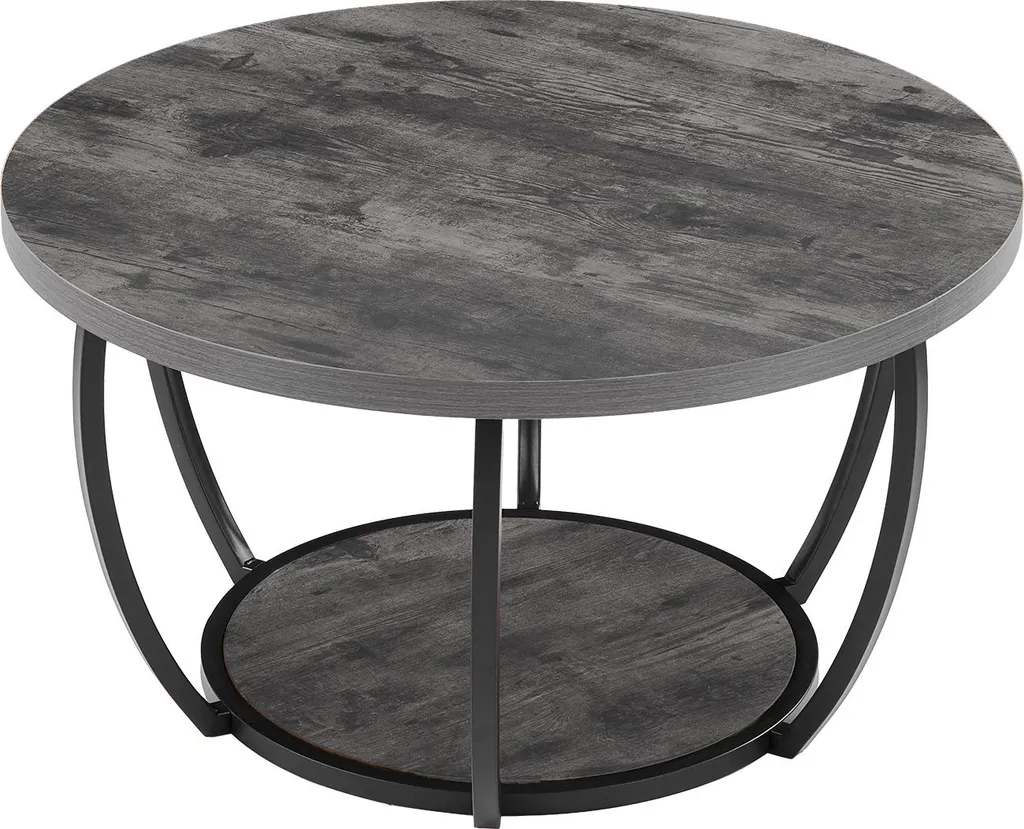 Table Basse Ronde de Salon pour Petit Espace Rangement Ouvert Pratique