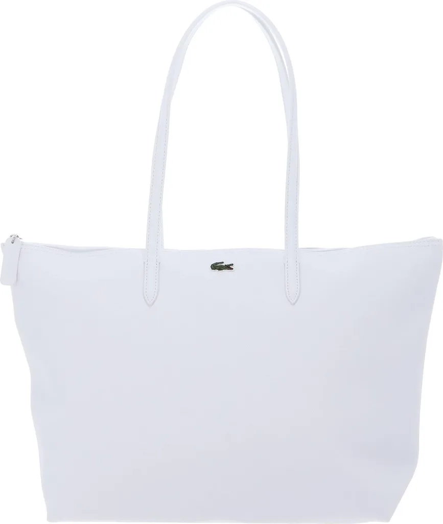Sac Shopper Lacoste Blanc - Shopping Bag Femme en Toile de Coton