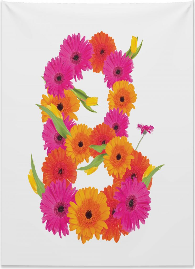 Abakuhaus Buchstabe b Wandteppich, Sommer-Gerbera-Gänseblümchen aus Weiches Mikrofaser Stoff Kein Verblassen Klare Farben Waschbar, 110 x 150 cm,...
