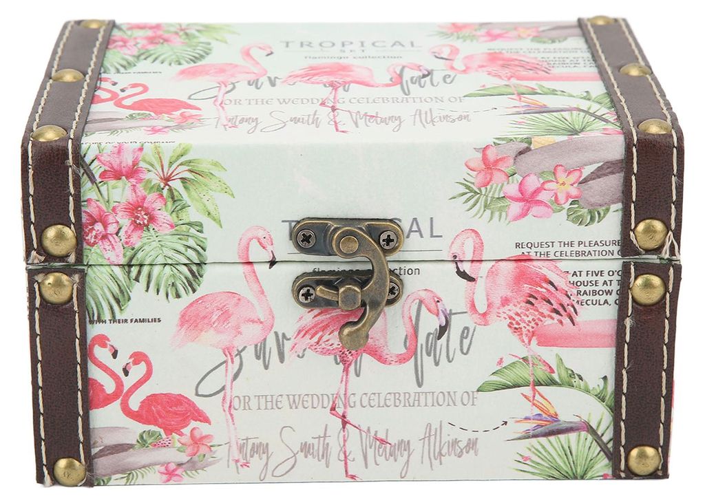 Schmuckschatulle, Flamingo-Druck, britischer Stil, Zuhause, antik, Vintage, Holz, Aufbewahrung, Geschenk, Dekoration