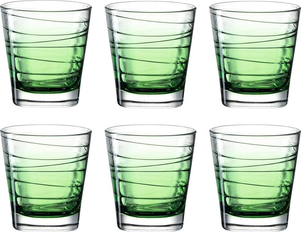 Leonardo Vario Struttura Trink-Gläser 6er Set, spülmaschinenfeste Wasser-Gläser, bunte Trink-Becher aus Glas, Getränke-Set, grün, 250 ml 026840