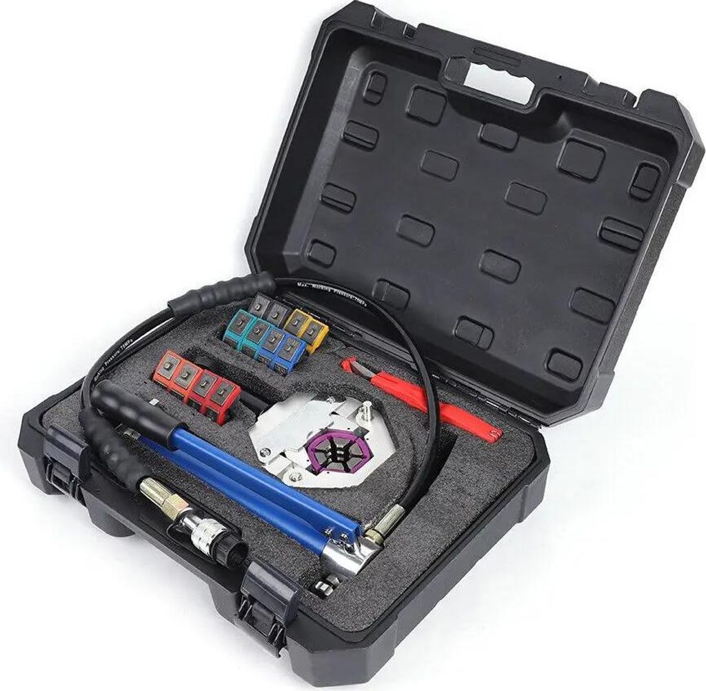 AC-Klimaschlauch Crimpzangen-Set - FS-7842B manuell hydraulisch - 7 Matrizen - Auto-Klimaanlage Reparatur - Aluminiumlegierung - Dunkelblau