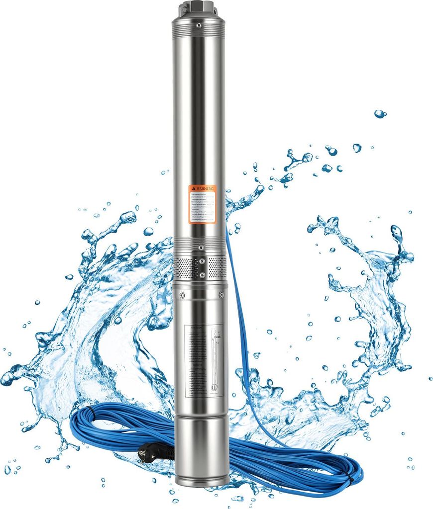 Izrielar 750W / 1.0hp Tiefbrunnenpumpe Brunnenpumpe 4 Zoll bis 4000 L/h Sandverträglich Tauchpumpe Edelstahl Wasserpumpe Gartenpumpe