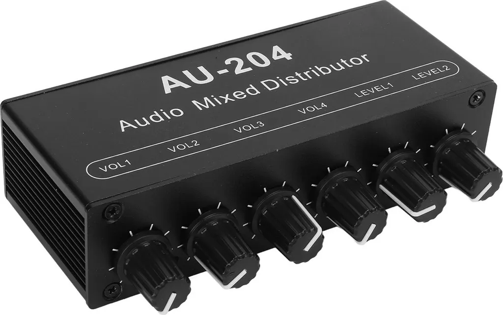 Stereo Audio Splitter Box Mini Vorverstärker Kopfhörerverstärker 2 Wege Eingang 4 Wege Ausgang 3.5mm