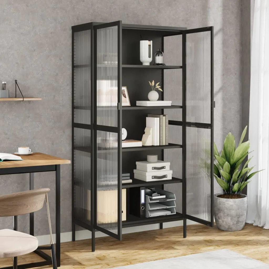 Armoire Vitrée Noire 180 cm : Solution de Rangement Stable et Durable - 4