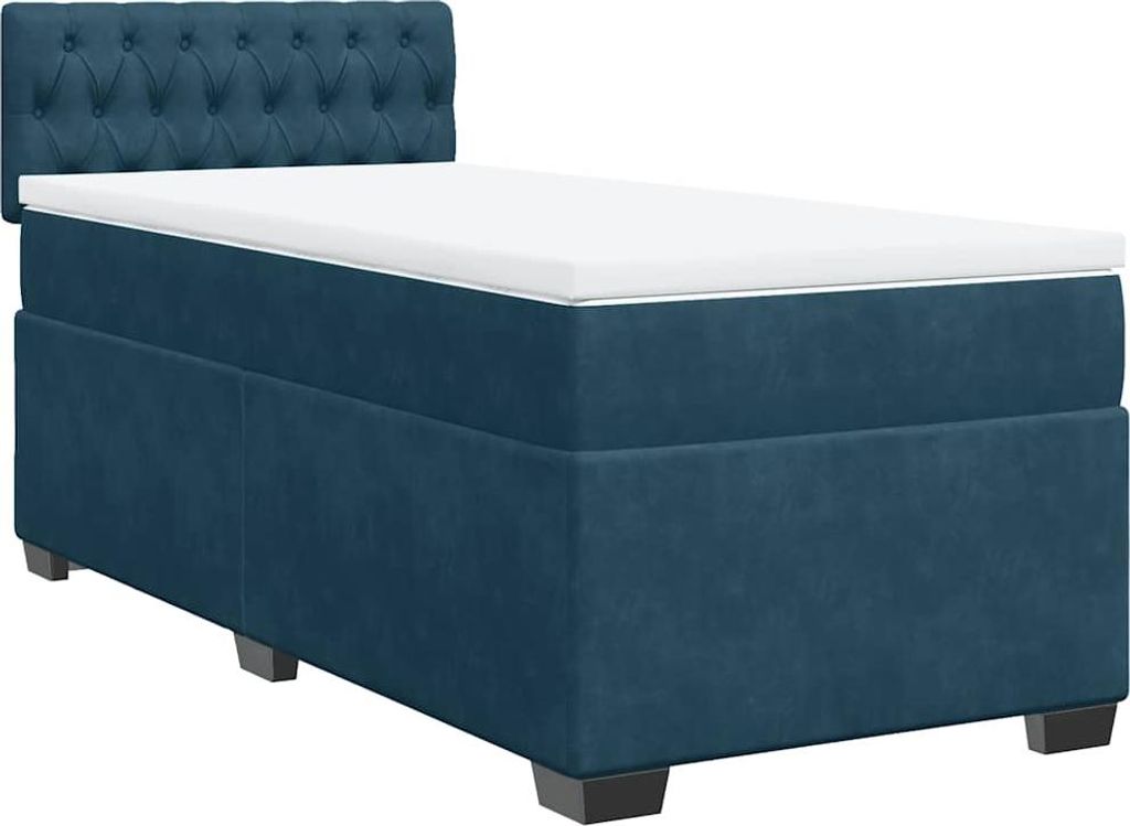vidaXL Boxspringbett mit Matratze Dunkelblau 80x200 cm Samt
