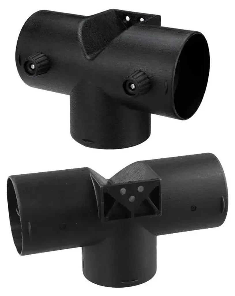 Adaptateur à trois voies 75mm en PVC pour conduit air chaud - 2 pièces