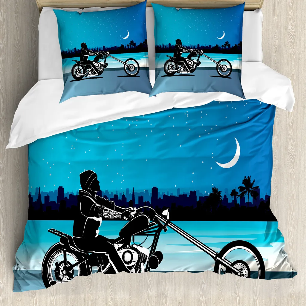 Idea Regalo: Copripiumino ABAKUHAUS Moto Chopper - Nero Navy 155x220