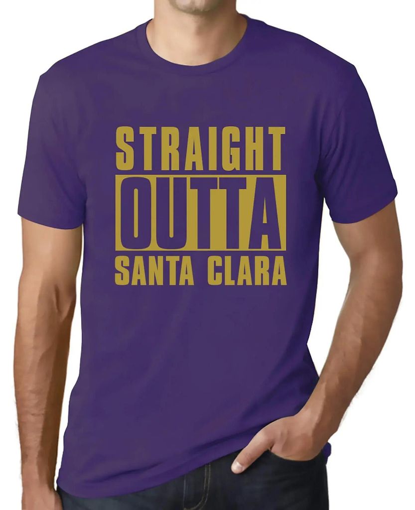 Herren Grafik T-Shirt Straight Outta Santa Clara Öko-Verantwortlich Vintage Jahrgang Kurzarm Lustige Druck Geburtstag Geschenk Mann
