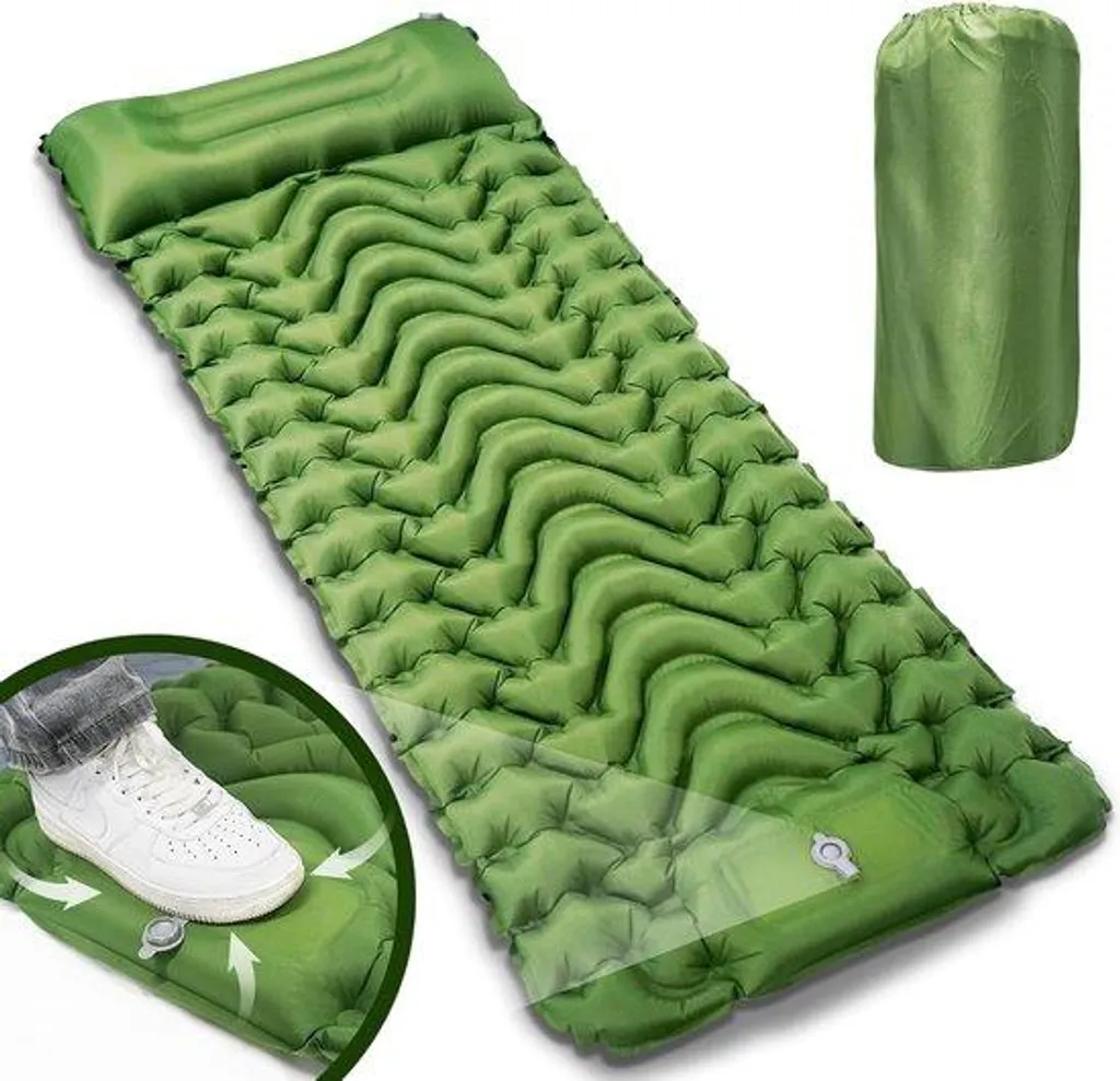 Matelas gonflable camping imperméable avec pompe à pied intégrée - 190cm