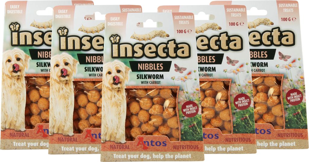 5x100g - Insecta Nibbles Silkworm (Seidenraupe & Karotte) Hundekekse mit Insektenprotein