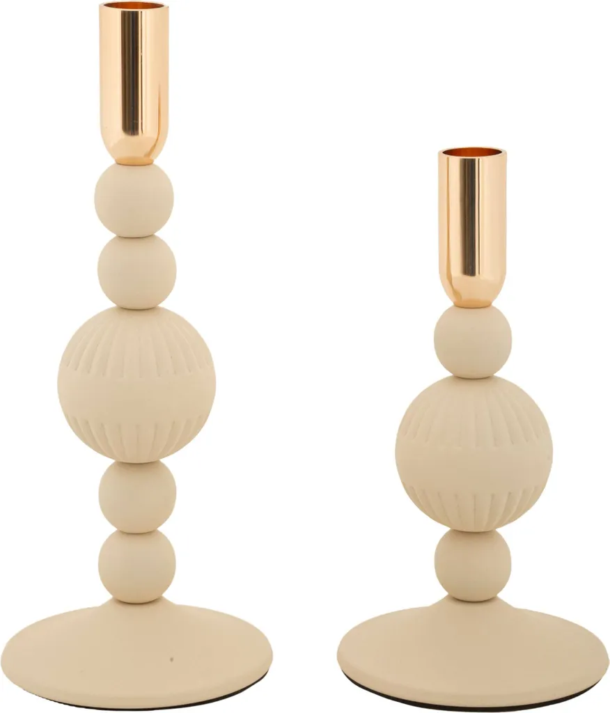 Set 2 Portacandele Mauro Ferretti Aster Crema | Design Contemporaneo