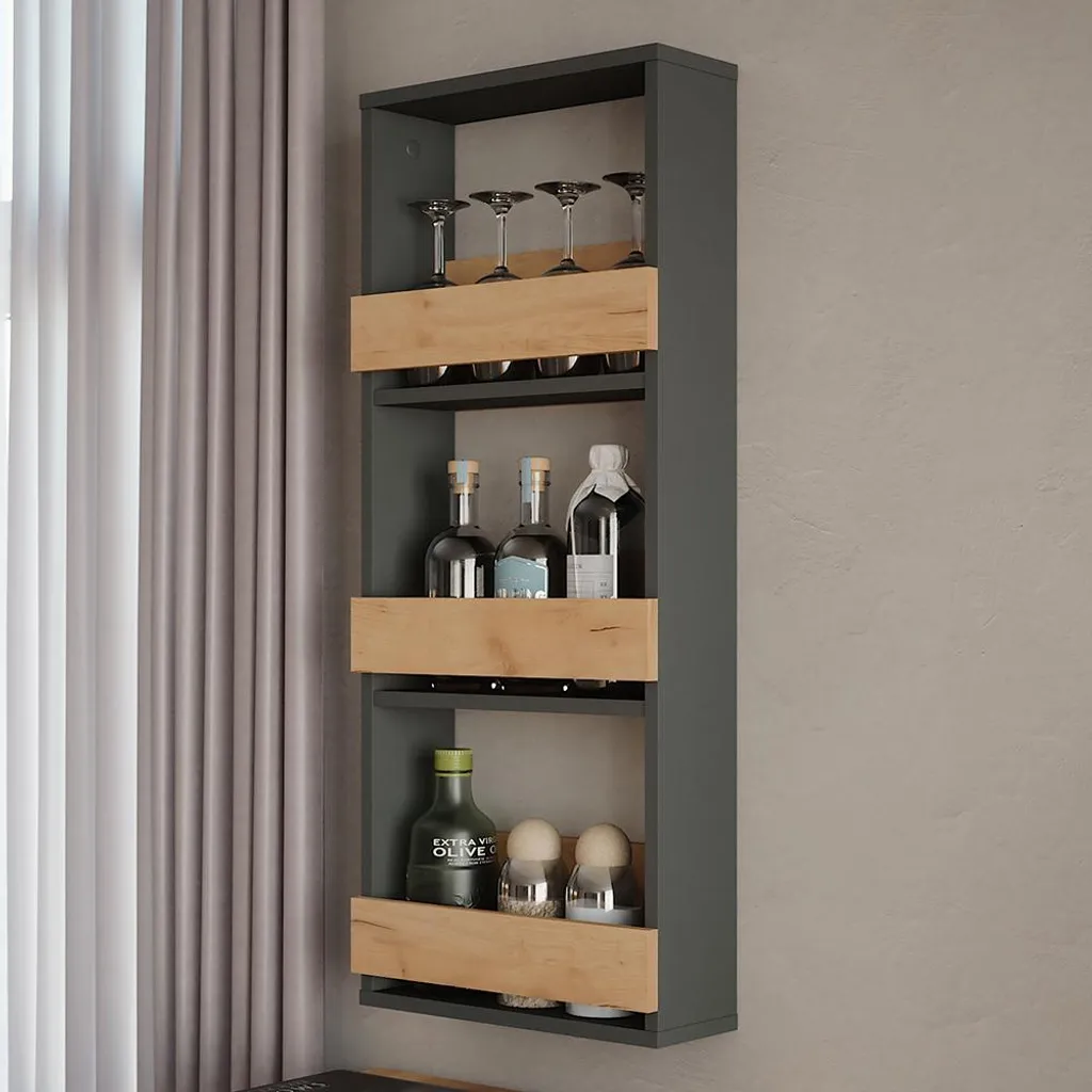 Étagère murale Vicco Repose Chêne doré et Anthracite 40x98cm Model 55584