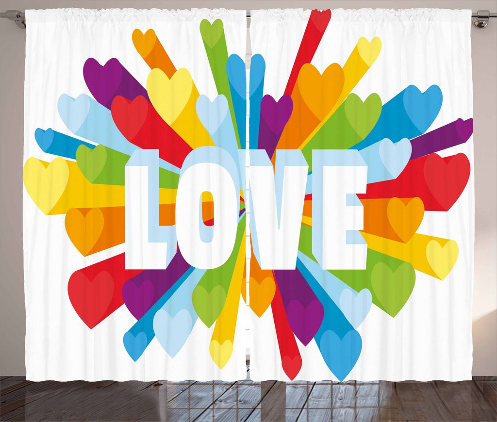 ABAKUHAUS Bunt Rustikaler Vorhang, Liebe Burst Homosexuell LGBT, Wohnzimmer Universalband Gardinen mit Schlaufen und Haken, 280 x 245 cm, Mehrfarbig