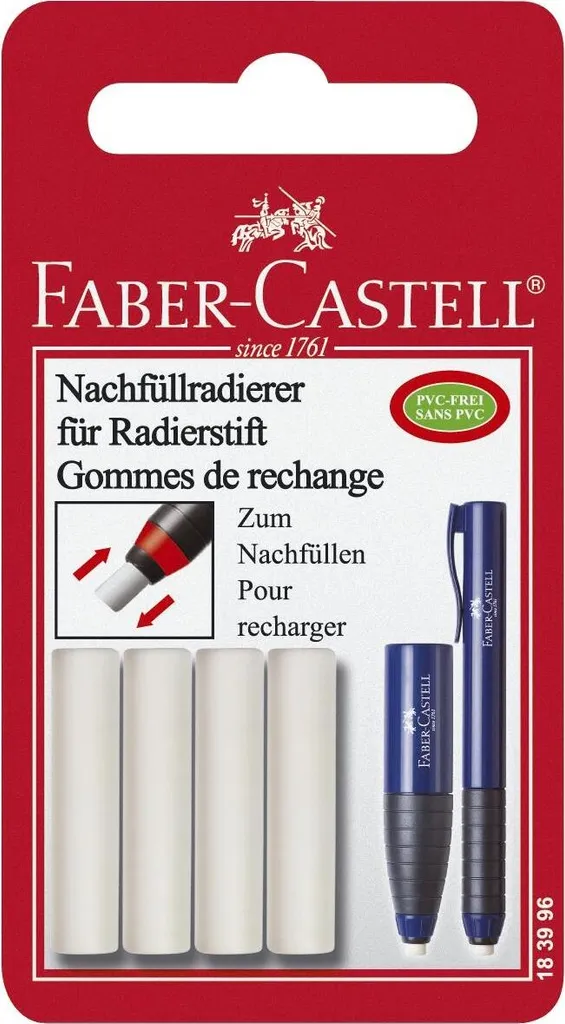 Faber-Castell 183996 Lot de 5 Gommes de Rechange pour Eraser Pen Blanc